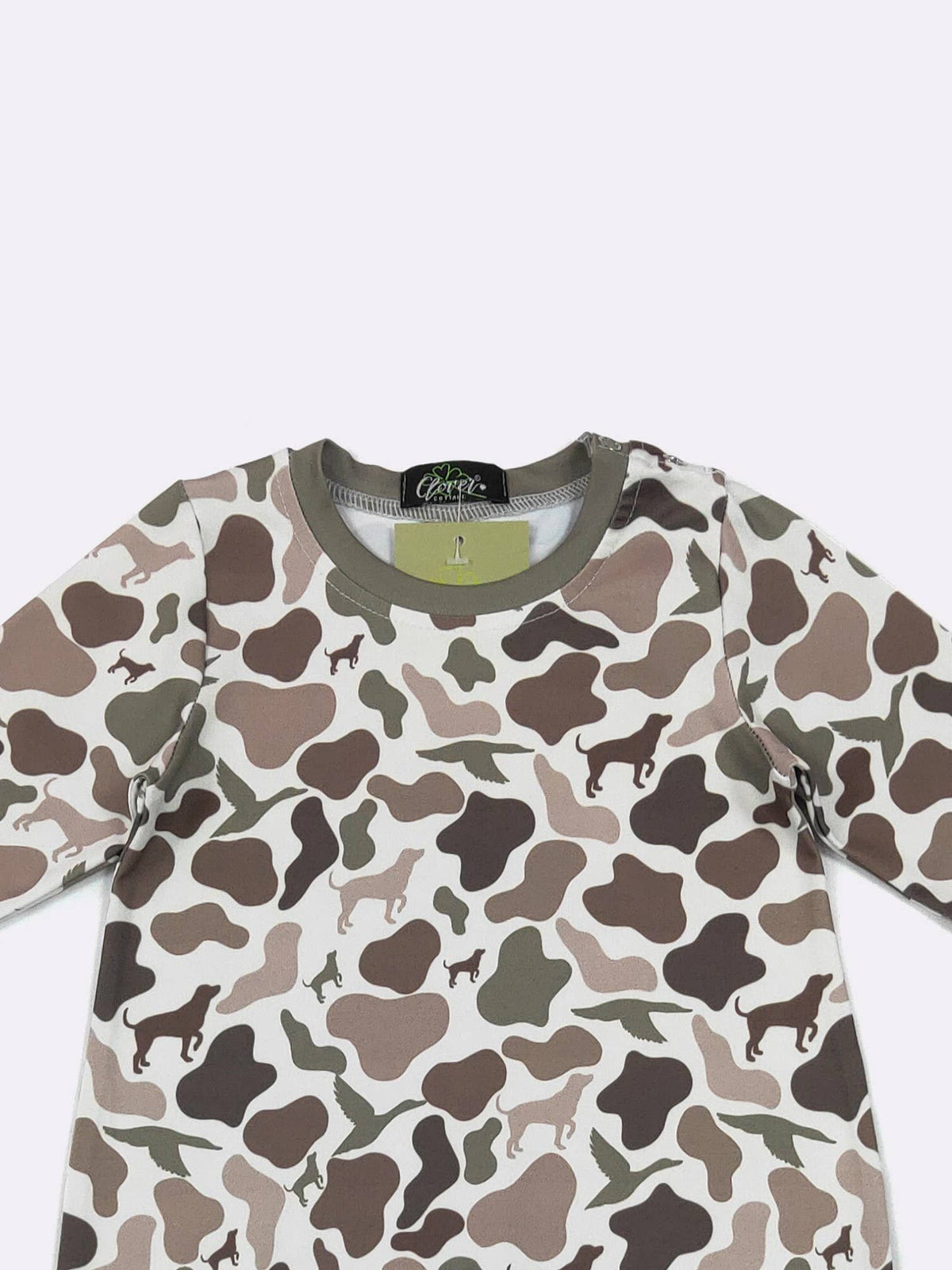 Dog Duck Hunt Camo Boy Romper