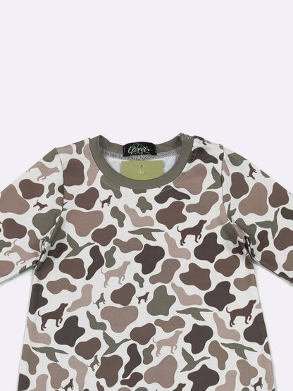 Dog Duck Hunt Camo Boy Romper