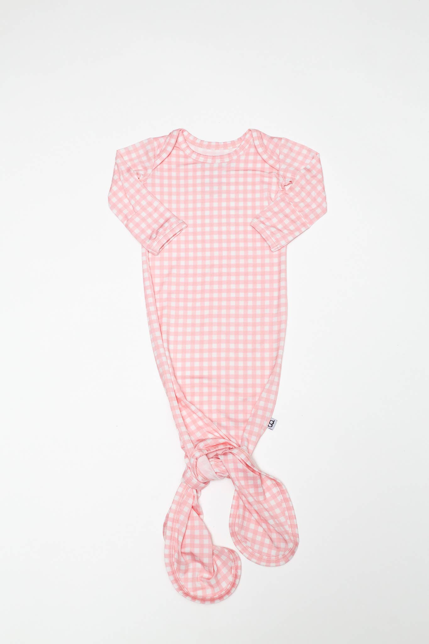 Pink Gingham Knotted Infant Gown