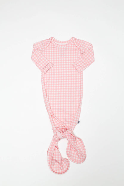 Pink Gingham Knotted Infant Gown