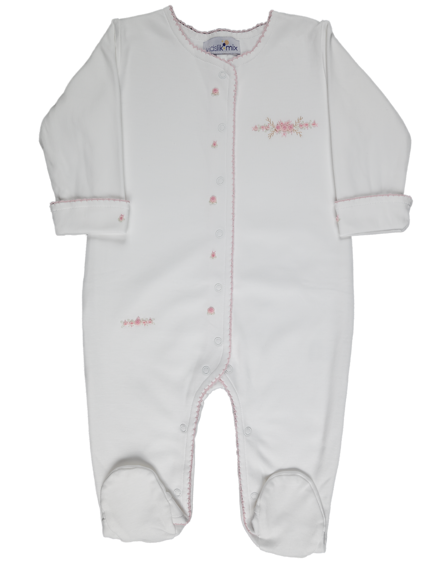 Baby Girl Line Roses Double Side Open Front Pima Jumpsuit