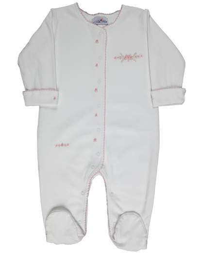 Baby Girl Line Roses Double Side Open Front Pima Jumpsuit