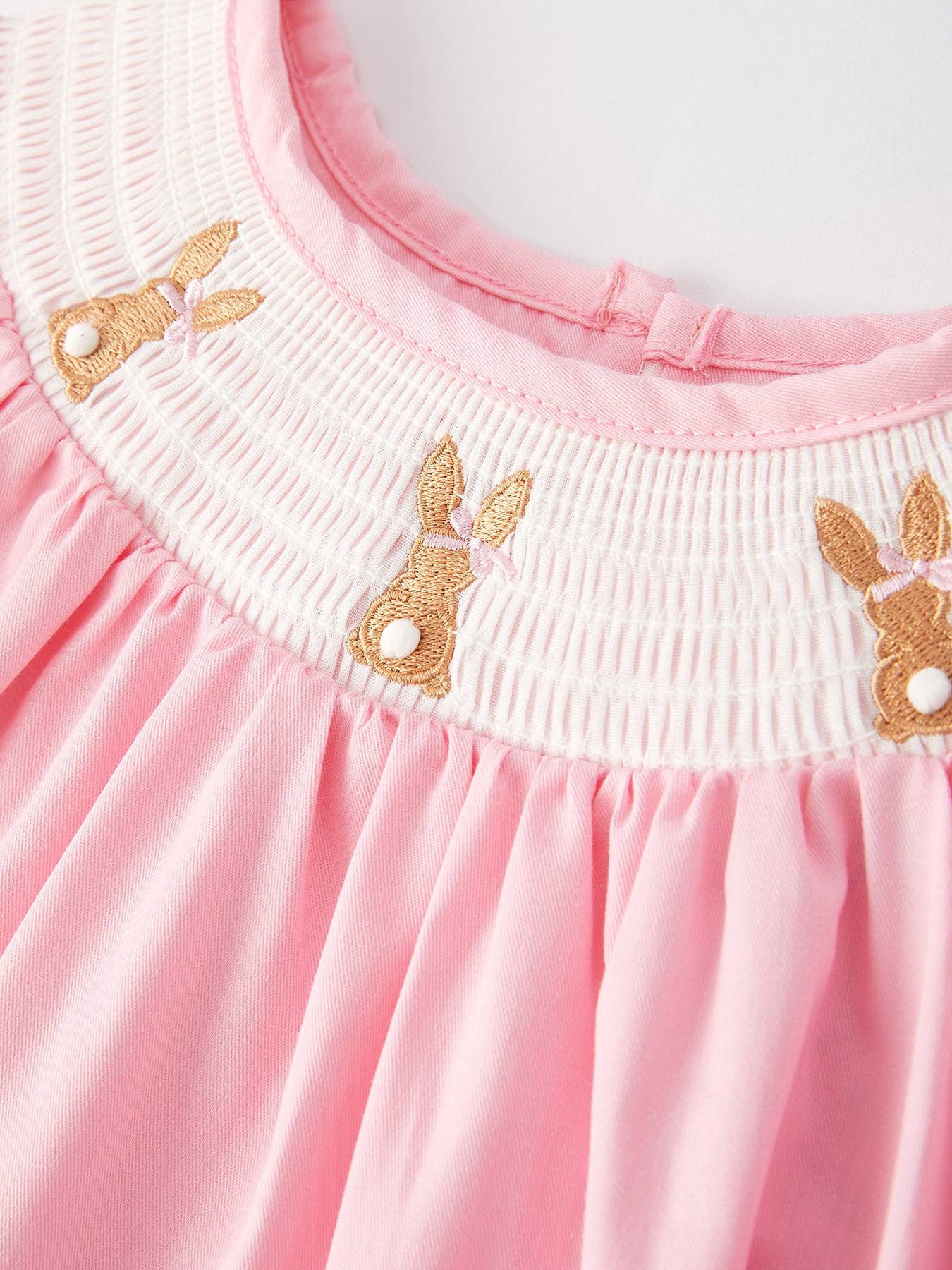 Pink Easter Bunny Lace Smock Dress