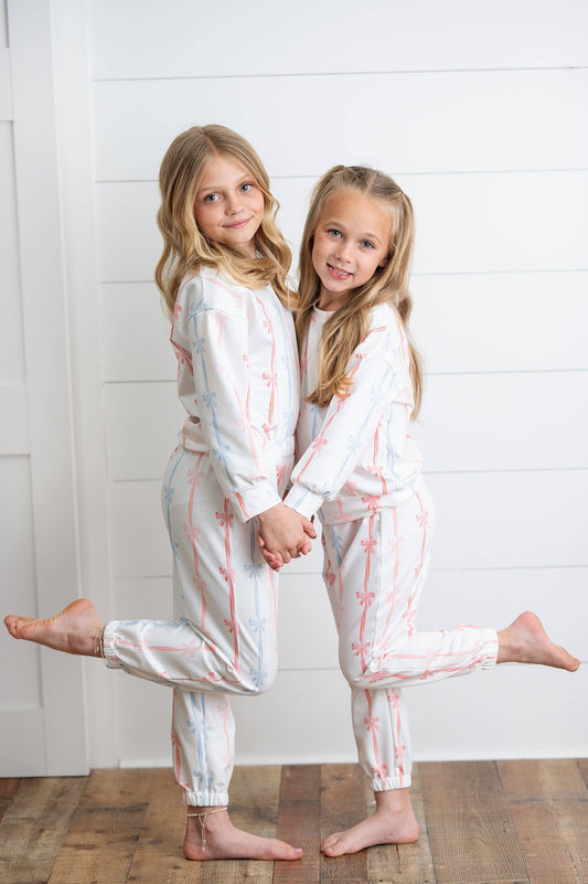 Girls Coquette Ribbon Bow Two Piece Lounge Set