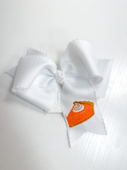 White Moonstitch Pumpkin Pie Bow
