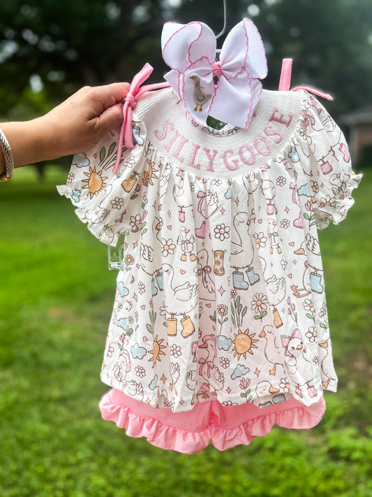 Silly Goose Smocked Short Set