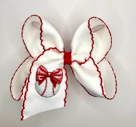 Baseball Moonstitch Bow