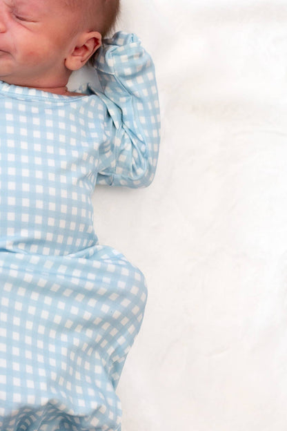 Blue Gingham (Spring/Easter) Knotted Infant Gown
