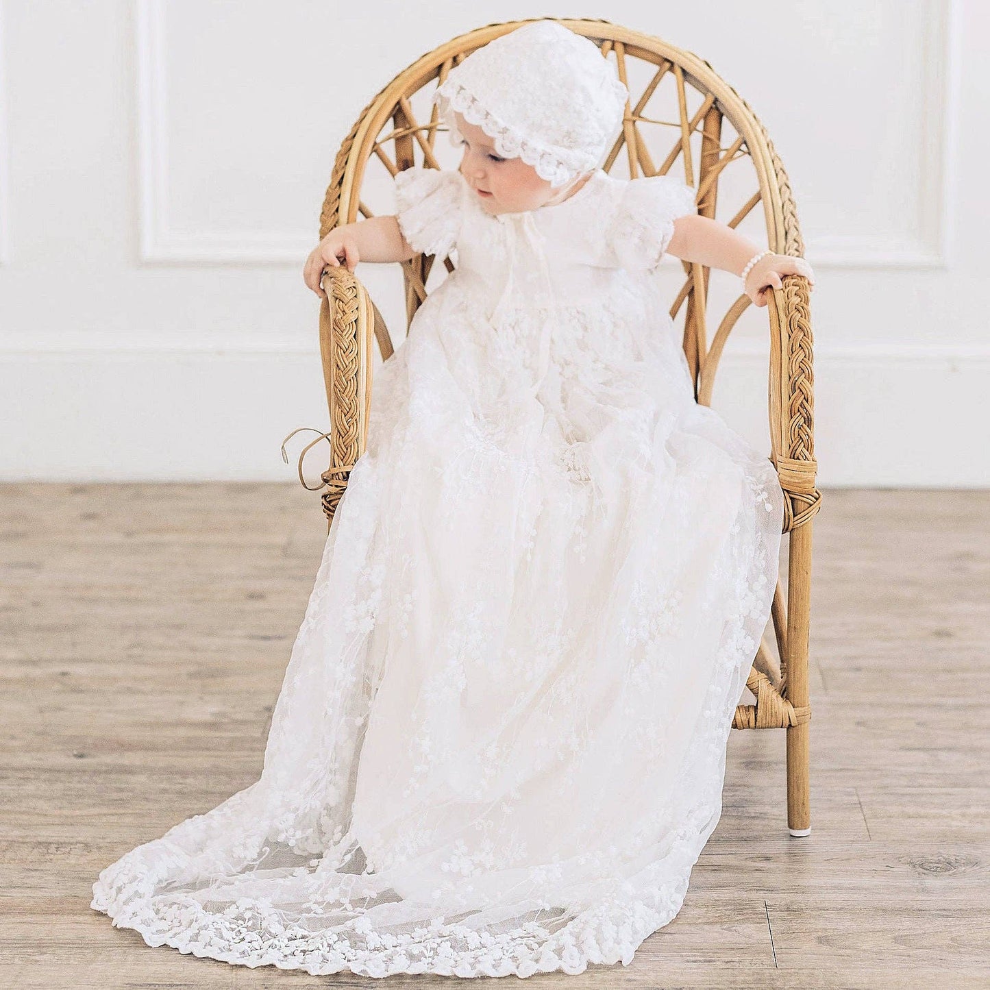 Eva Jane White Christening Baptism Blessing Gown Baby Girl