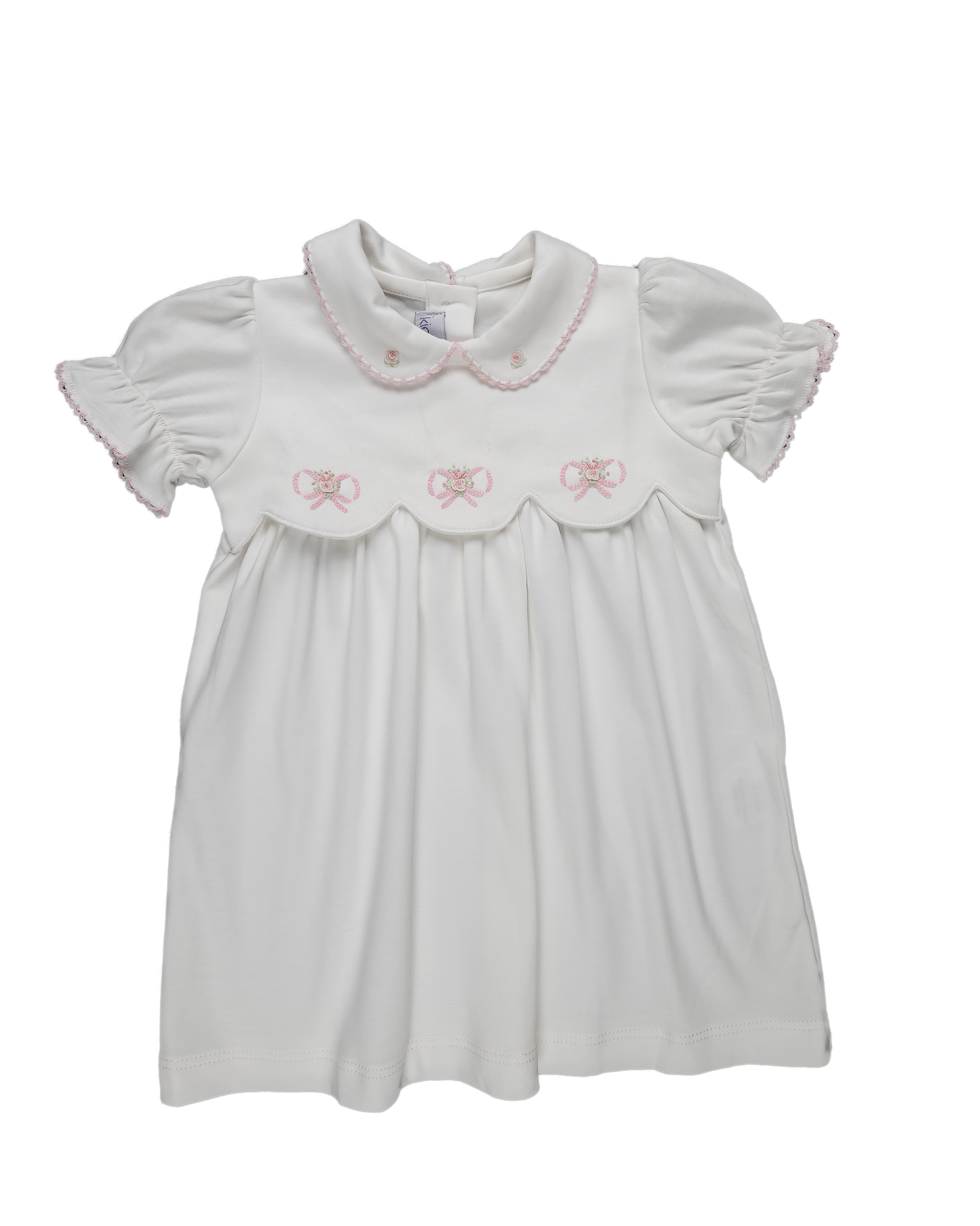 Baby Girl Cream and Pink Tie Pima Dress Diaper Cover