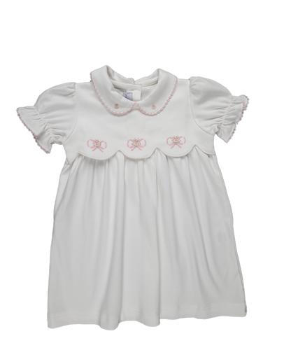 Baby Girl Cream and Pink Tie Pima Dress Diaper Cover