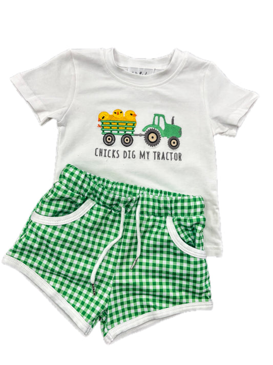 Chicks Dig My Tractor Applique Set