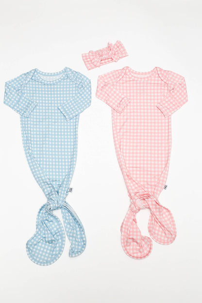Blue Gingham (Spring/Easter) Knotted Infant Gown