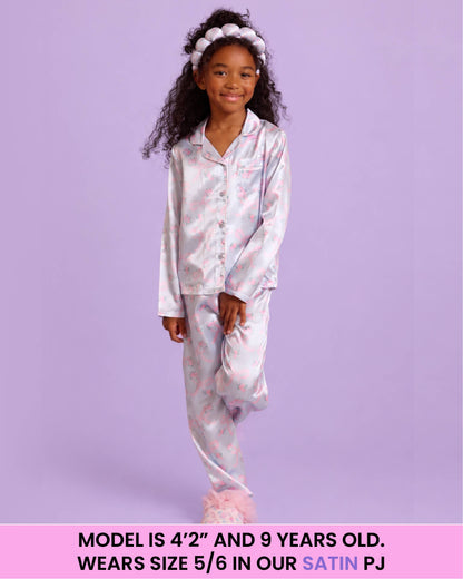 Floral Print Satin Pajama Set with Headband
