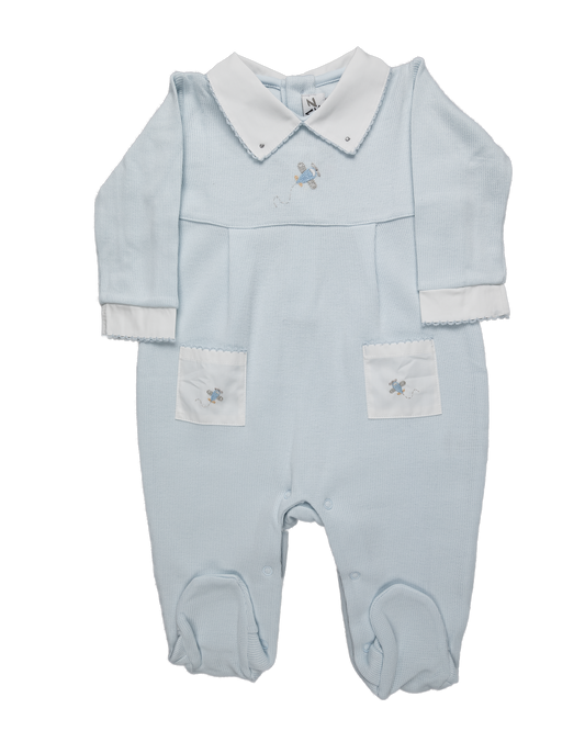 Baby Boy Airplane Luxury Jacquard Pima Cotton Jumpsuit