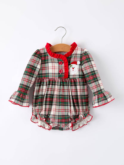 Plaid Santa Ruffle Bubble