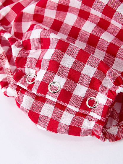Plaid Flag Peter Pan Collar Bubble