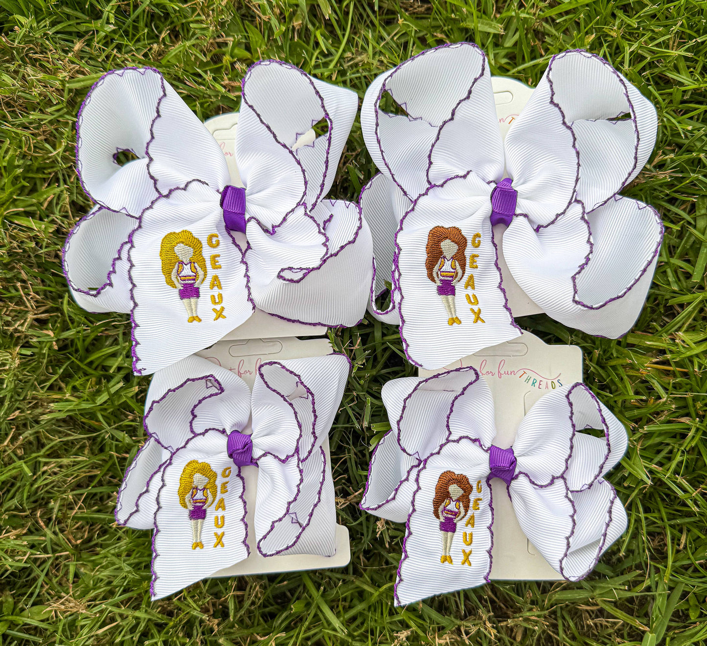 GEAUX Game Day Girl Embroidered Bow