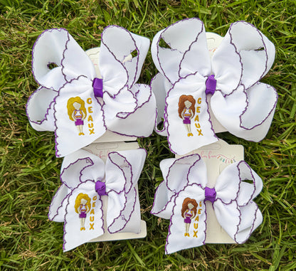 GEAUX Game Day Girl Embroidered Bow