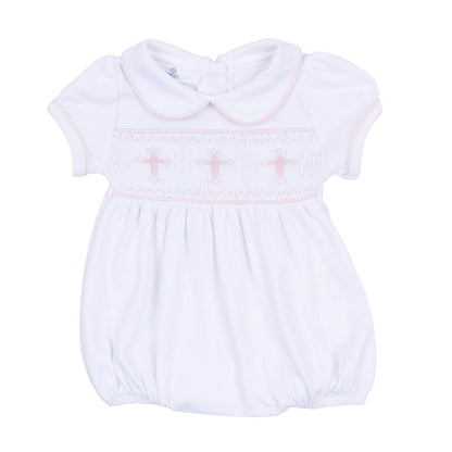 Forever Blessed Smocked Bubble - White Pink