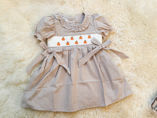 Brown Gingham Pumpkin Dress