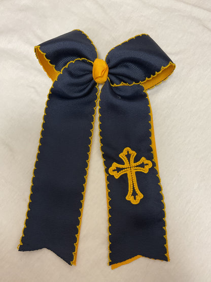 Navy and Gold School Bows