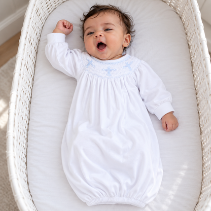 Forever Blessed Bishop Gown - White Light Blue