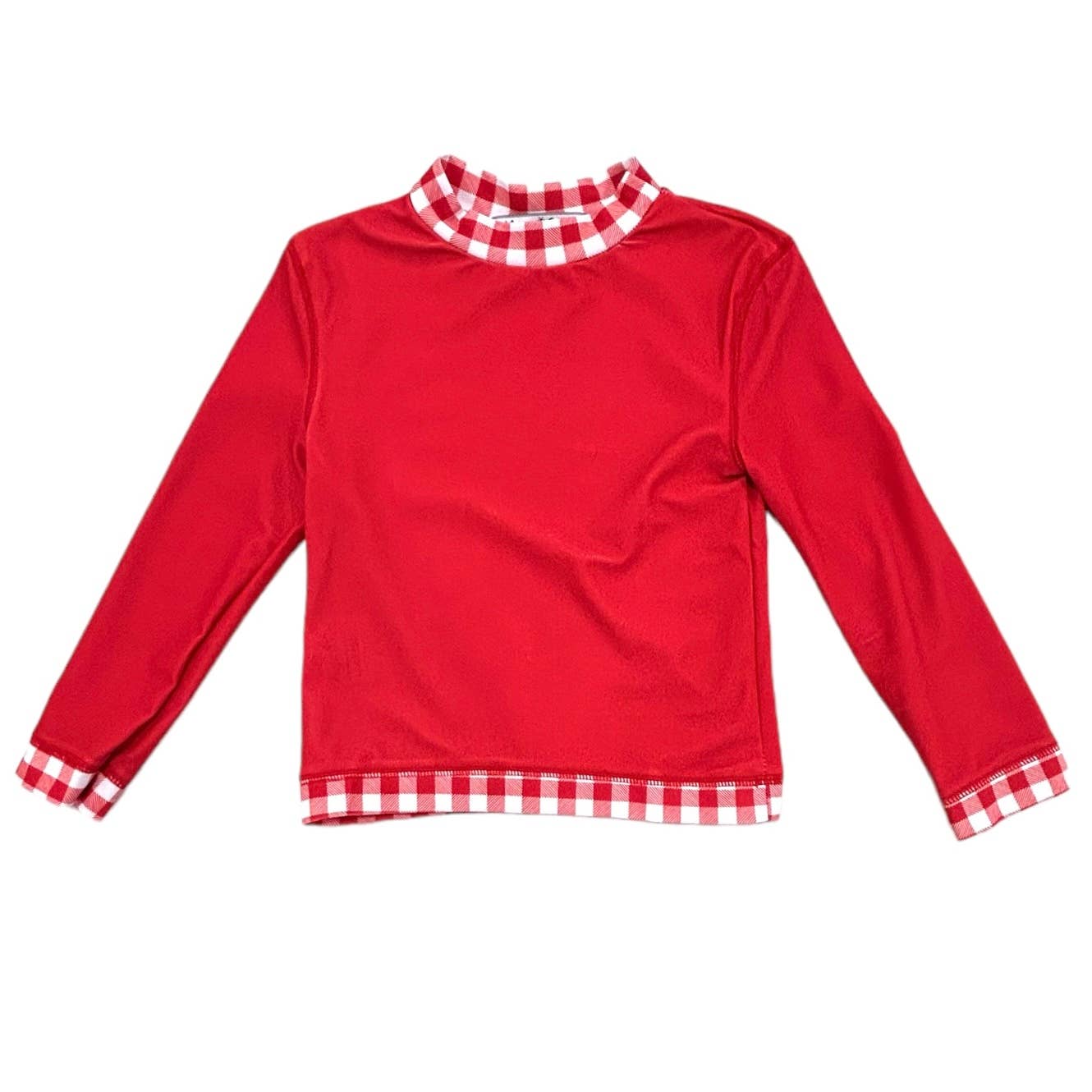 Boys Swim Rashguard - Red Gingham