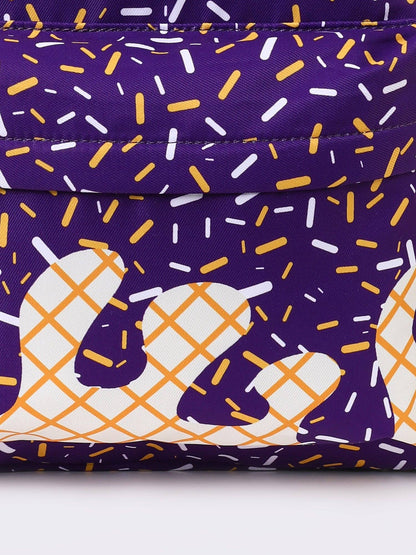 Purple Ice Cream Drip Kids Canvas Backpack