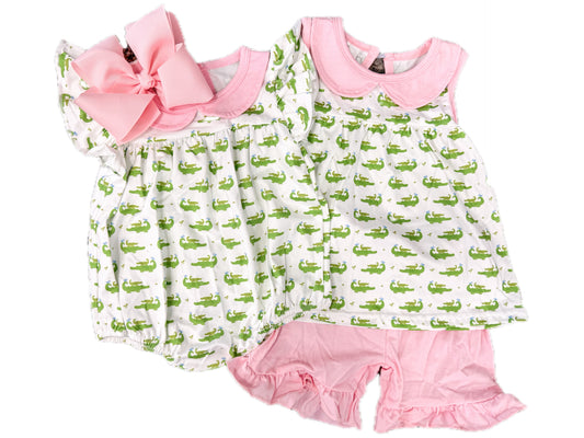 Pink Alligator Ruffle Bubble