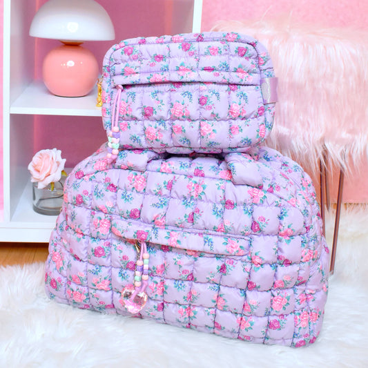 Quilted Scrunchies Floral Printed Medium Duffle Bag