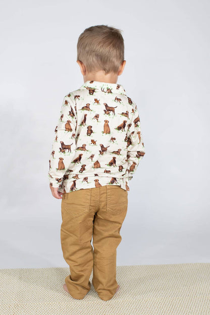 Chocolate Lab Dogs - Long Sleeve Polo Shirt