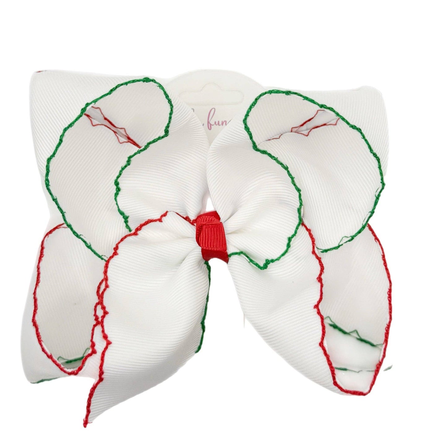 Festive Red & Green Moonstitch Bow