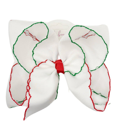 Festive Red & Green Moonstitch Bow
