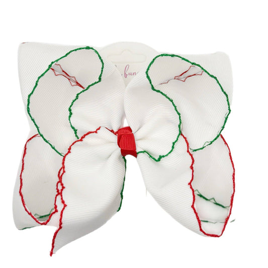 Festive Red & Green Moonstitch Bow