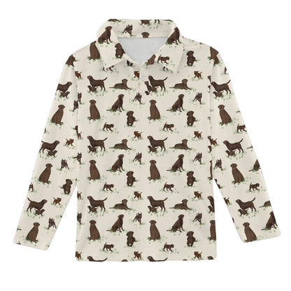 Chocolate Lab Dogs - Long Sleeve Polo Shirt