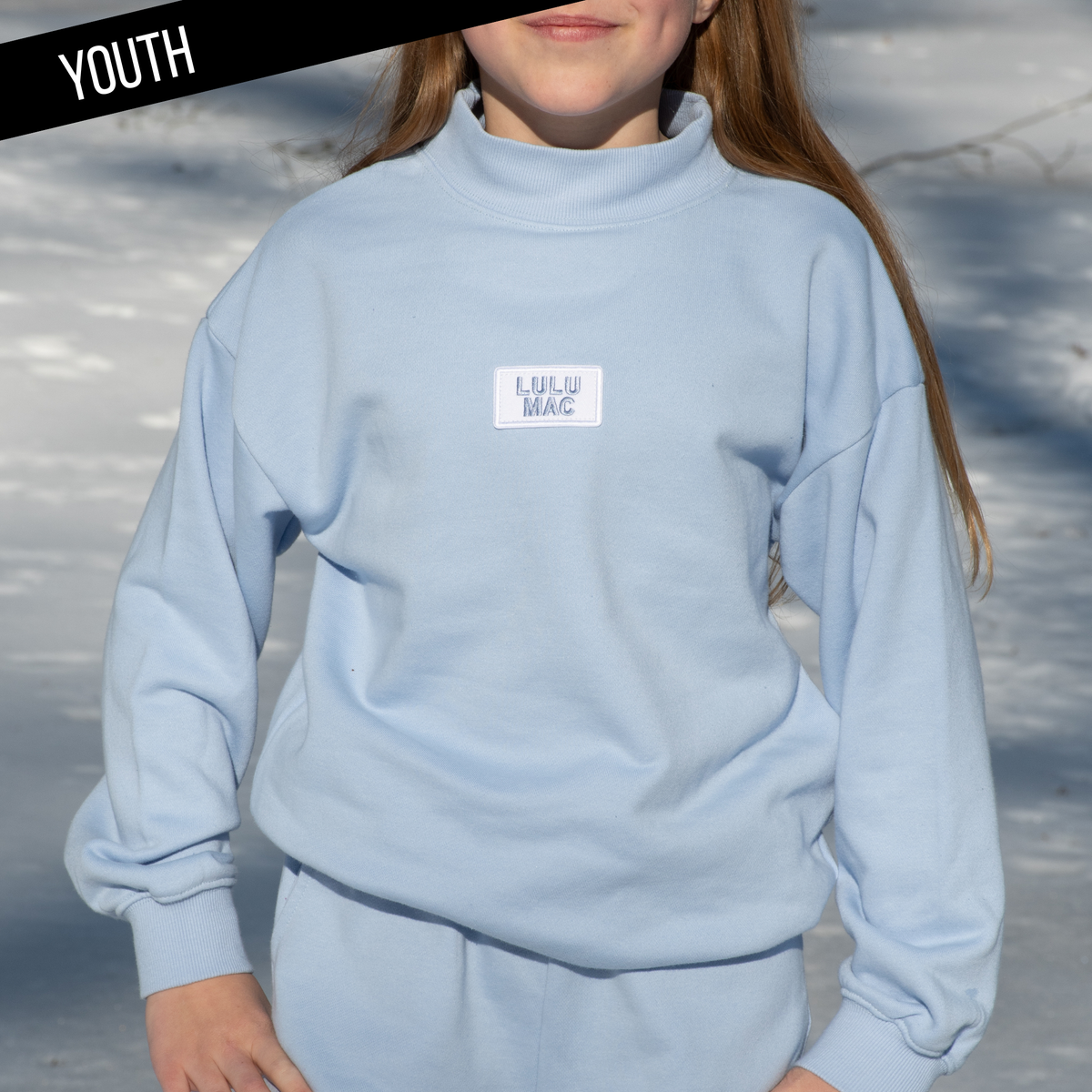 LULU MAC KID LONGSLEEVE TERRY CLOTH TOP-LIGHT BLUE