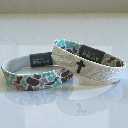 Tap To Pray® Wristband – River Rock Camo - Mint