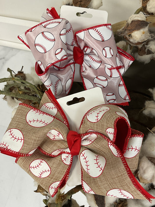 Barrette Baseball Bow