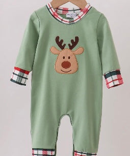 Plaid Reindeer Romper
