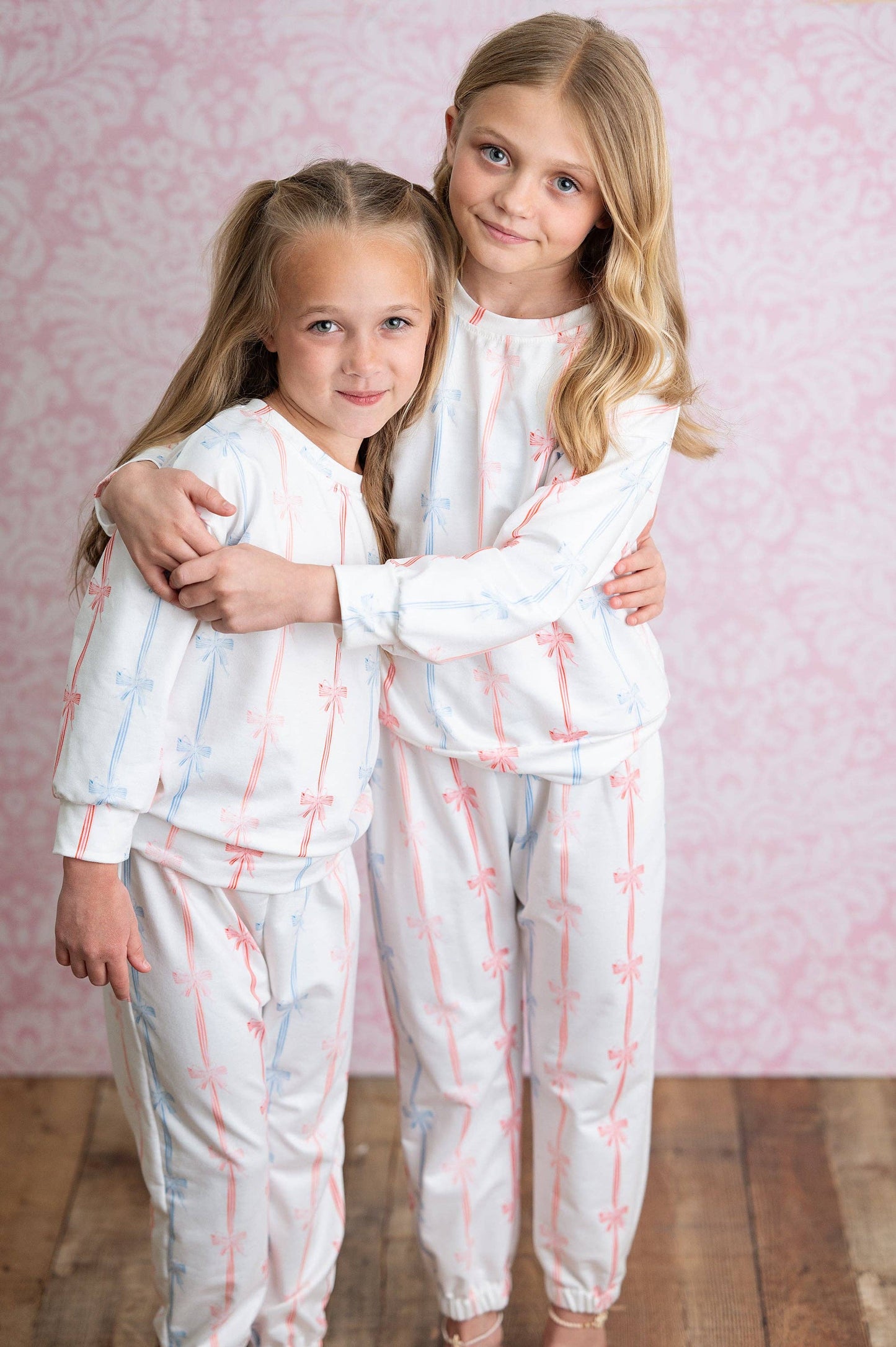 Girls Coquette Ribbon Bow Two Piece Lounge Set