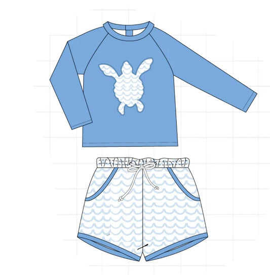 Blue Sea Turtle Swim Short Set PRE•ORDER