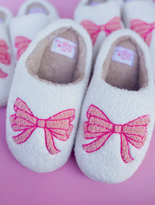 Women Pink Bow Slippers