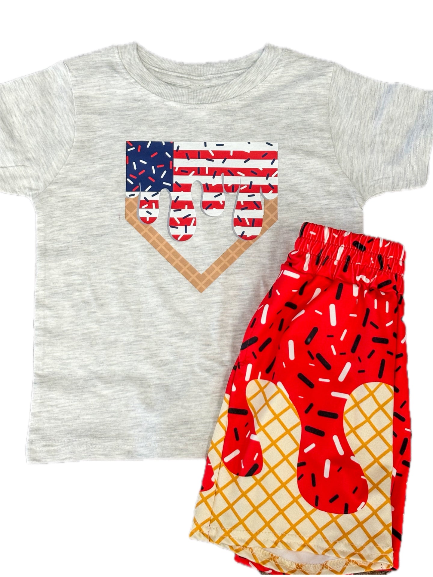 Red White and Blue Base Drip Tee