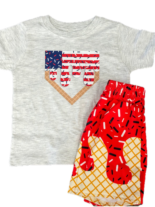 Red White and Blue Base Drip Tee