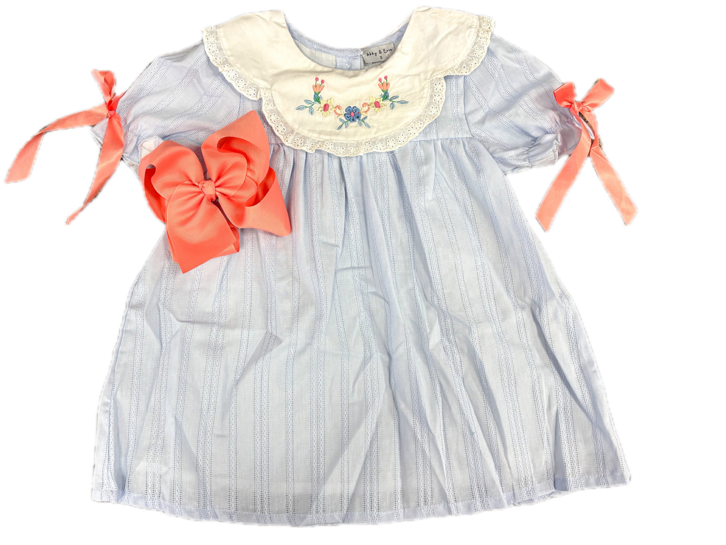 Blue Embroidered Floral Dress