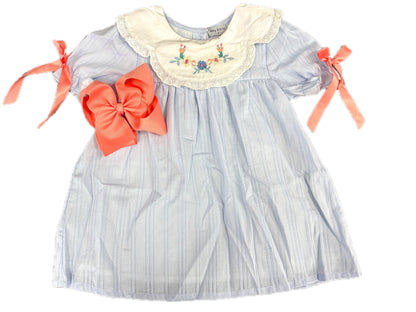 Blue Embroidered Floral Dress