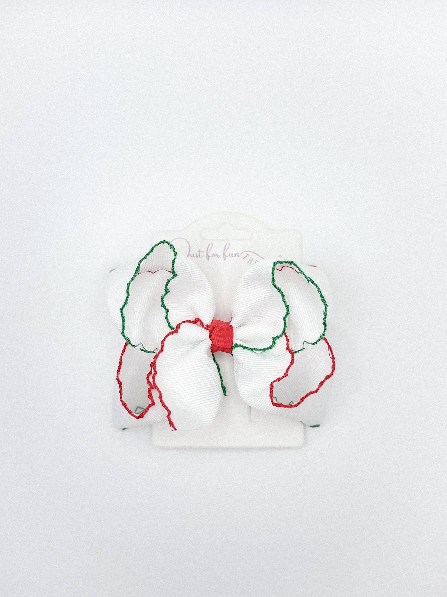 Festive Red & Green Moonstitch Bow