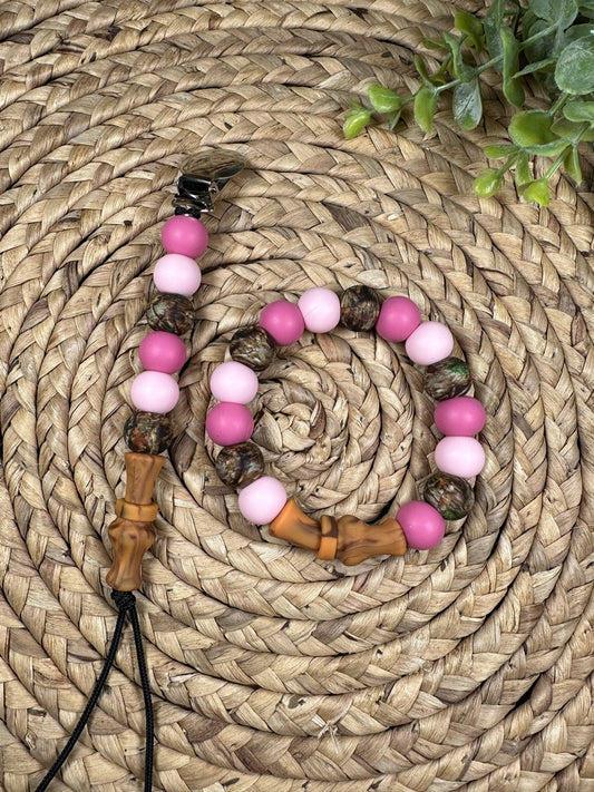 Pink Duck Call Pacifier Clip/Teething Ring