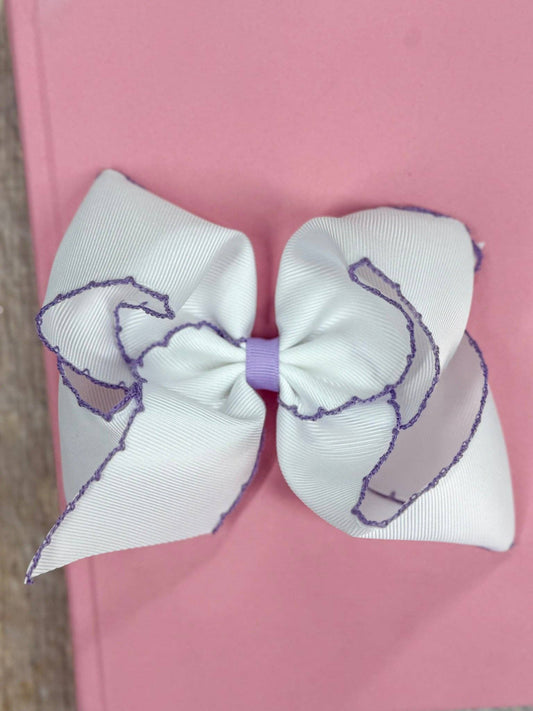 White with Lavender Moonstitch Hair Bow